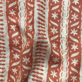 Rust Orange Abstract Stripes Viscose Muslin Fabric
