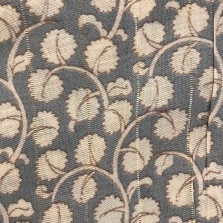 white leaf steel gray lurex fabric