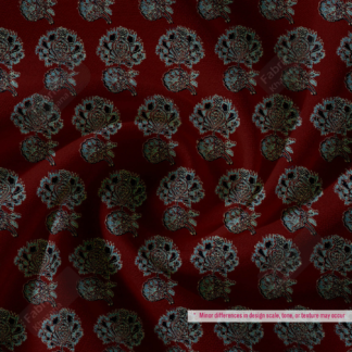 Elegant Red & Blue Floral Buti Design Polyester Fabric